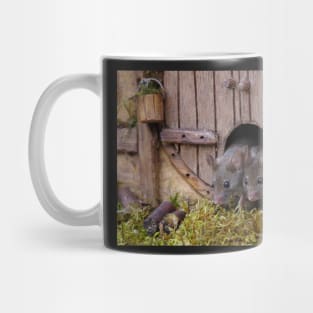 George the mouse in a log pile house - double trouble Mug